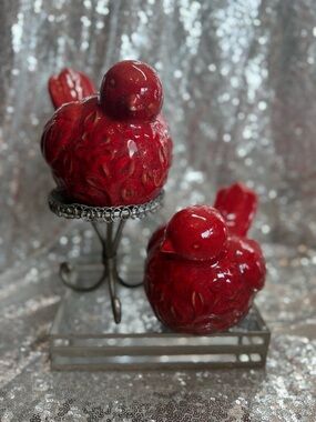 Vinatge Red Ceramic Decorative Bird Pair